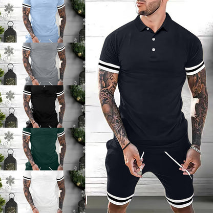 Conjunto de verano de 2 piezas de polo y shorts para hombre – Atuendo deportivo casual