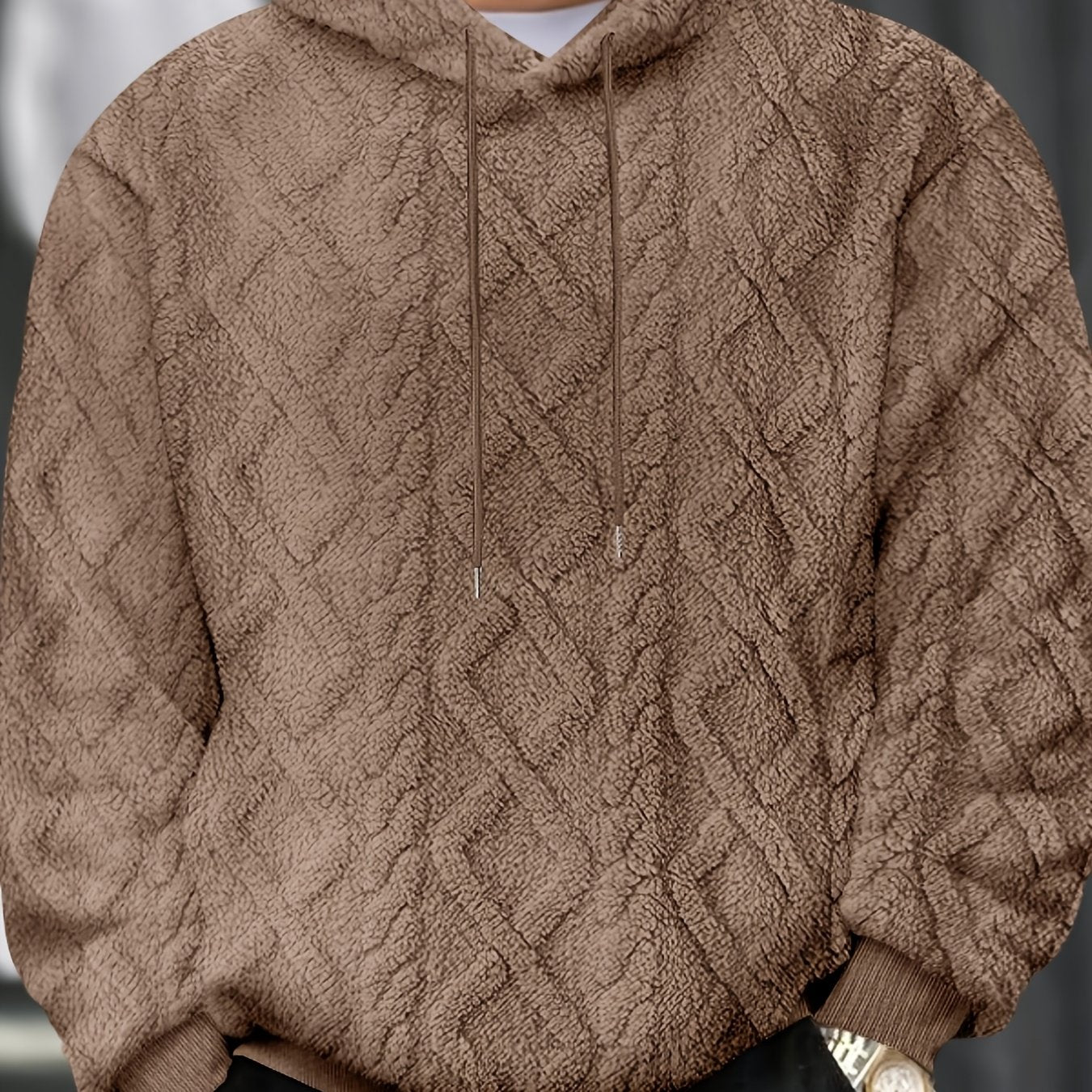 Sweat-shirt à capuche décontracté pour homme – Pull de couleur unie légèrement extensible