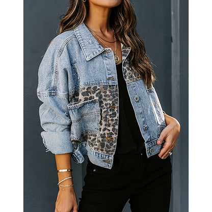 Chaqueta de mezclilla corta y desgastada para mujer – Cierre de botones, estilo urbano