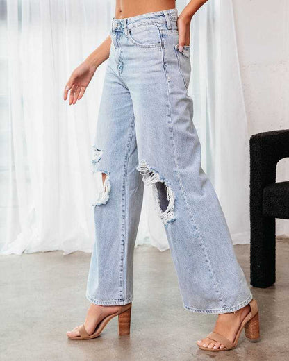 Loom & Soul™ Jeans ajustados rasgados – Pantalones de mezclilla elásticos de talle alto para mujer