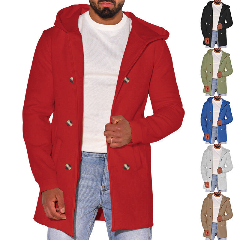 Gabardina de Lana Delgada con Capucha para Hombre – Estilo Versátil para Toda la Temporada