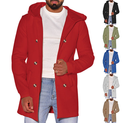 Gabardina de Lana Delgada con Capucha para Hombre – Estilo Versátil para Toda la Temporada