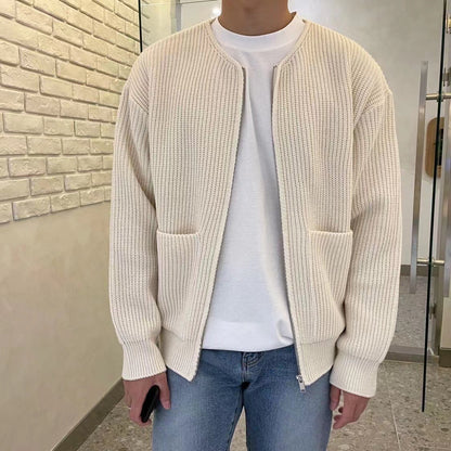 Cárdigan de punto con cremallera Loom & Soul™ para hombre – Suéter suave con cuello chimenea y bolsillos para una comodidad durante toda la temporada