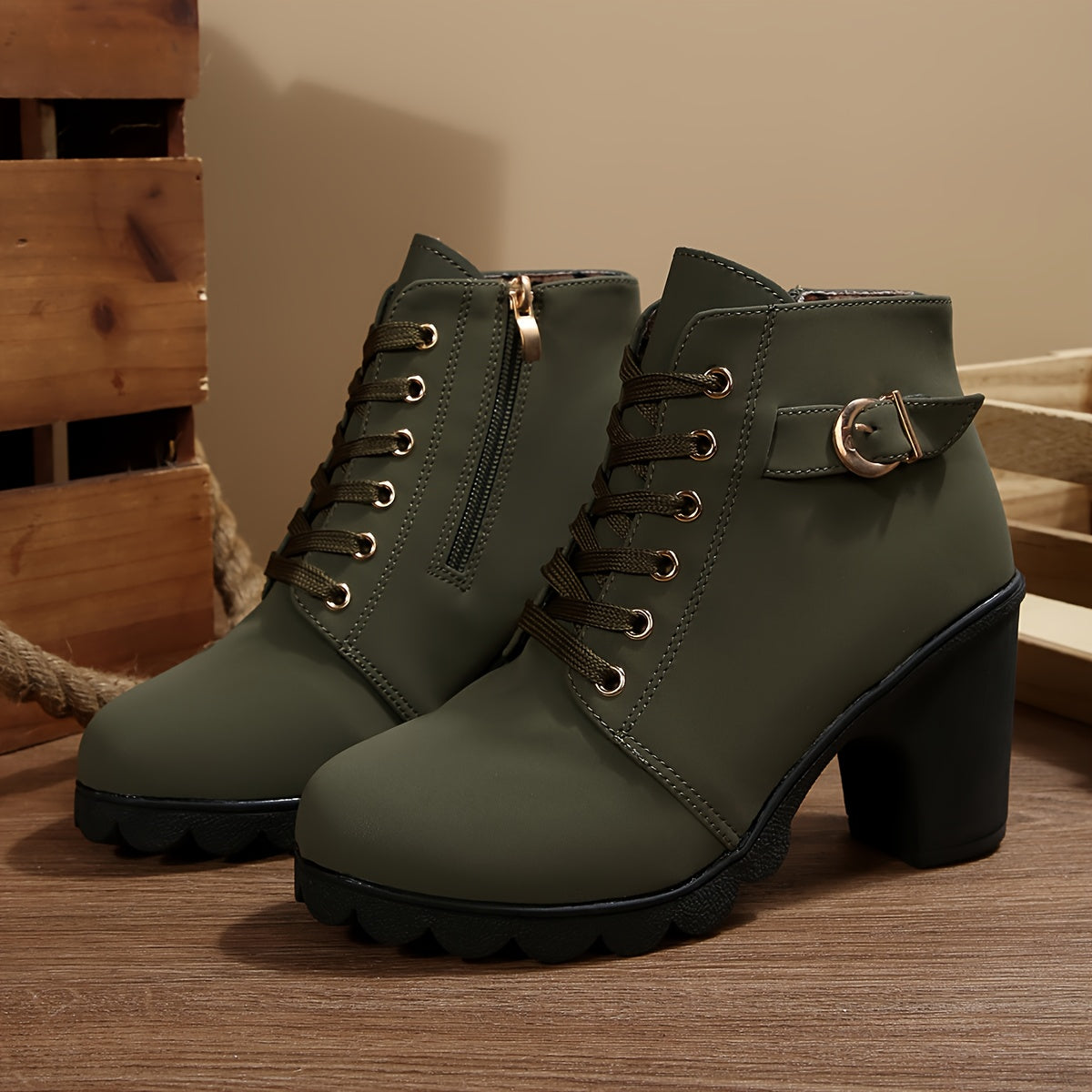 Women’s High Heel Ankle Boots – Block Heel Elegant Slip-On