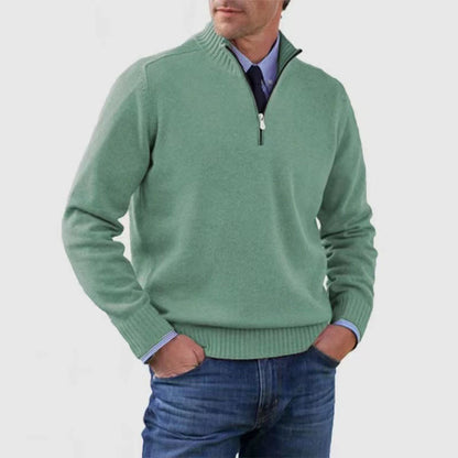 Suéter de cuello alto para hombre Loom & Soul™ – Jersey de punto de invierno ajustado con cremallera en el cuello