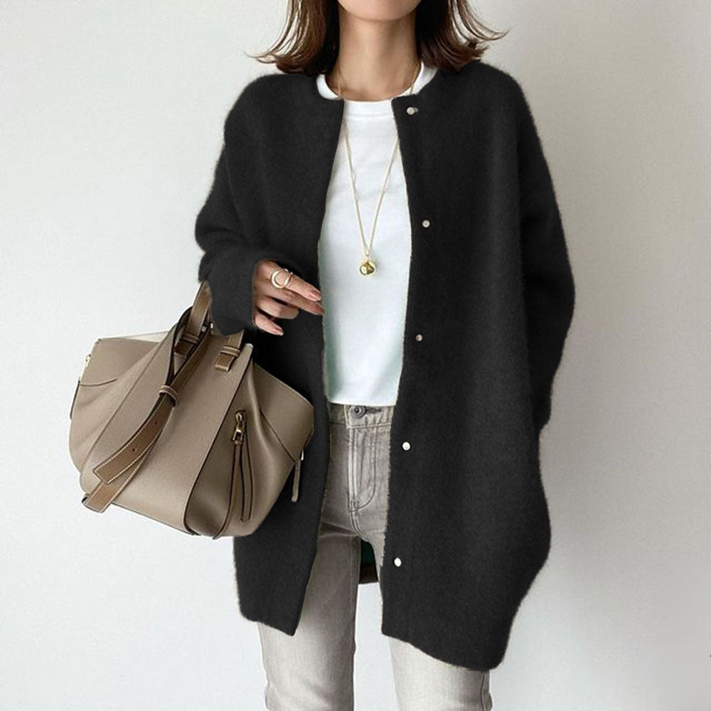 Cárdigan de punto Loom & Soul™ para mujer – Chaqueta de corte ajustado de un solo botón y color liso