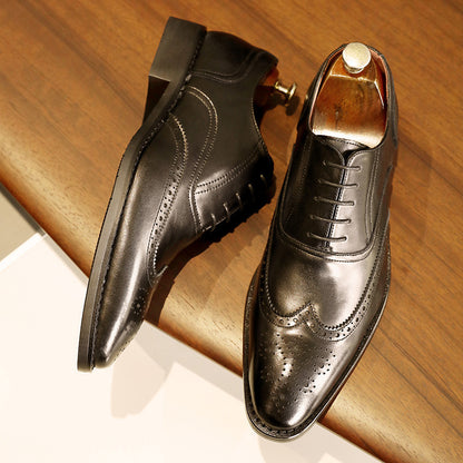 Loom & Soul™ Zapatos Oxford de piel auténtica para hombre - Zapatos de vestir con suela de goma antideslizante para negocios y uso formal