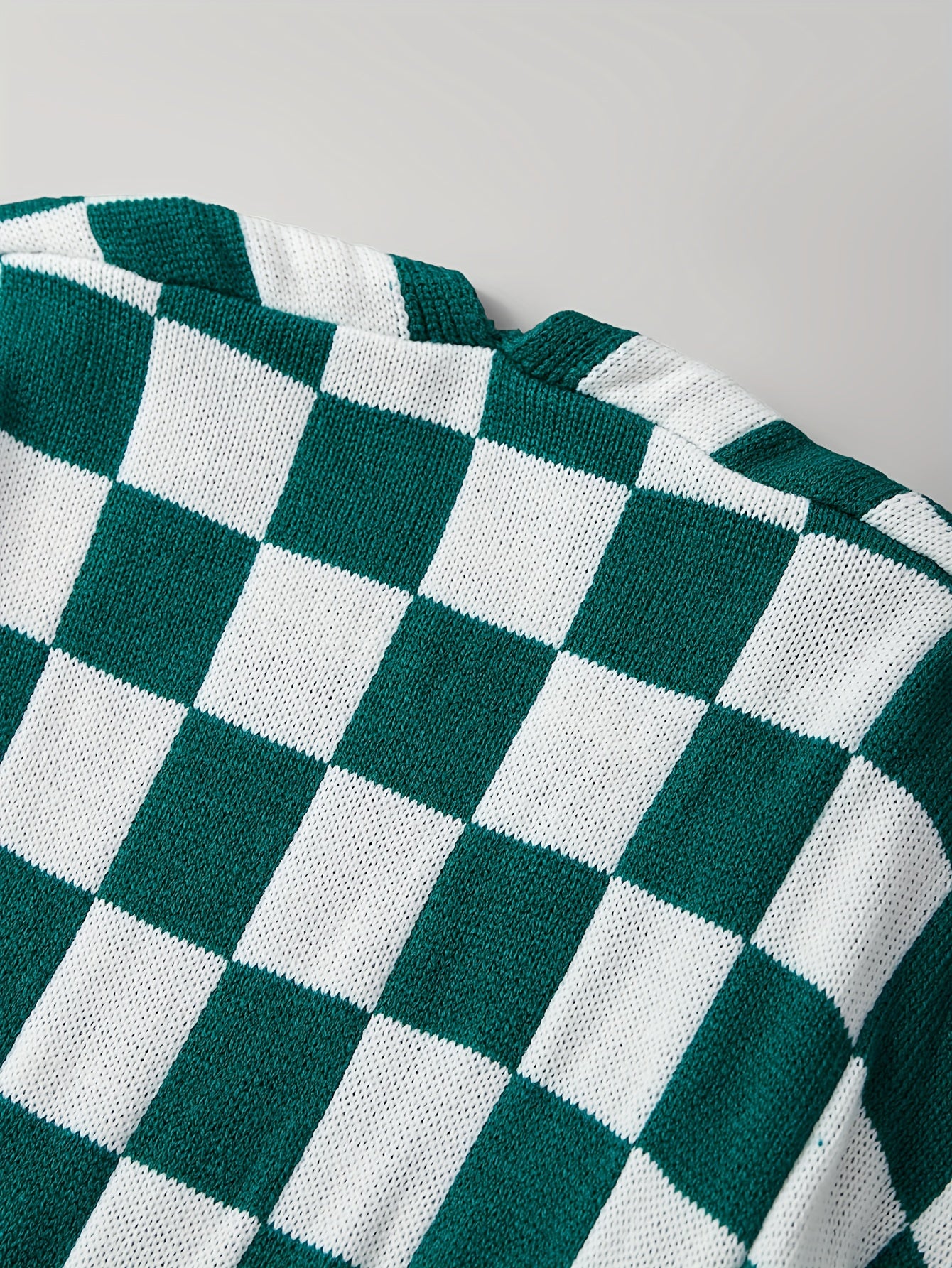 Cárdigan de guinga roja y blanca – Suéter de punto acogedor para mujer para otoño/invierno