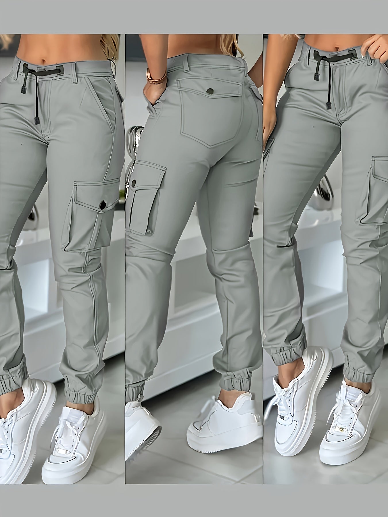 Pantalones cargo de mujer de cintura alta – Pantalones de trabajo elegantes para todas las estaciones