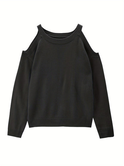 Suéter de punto suave para otoño/invierno con cuello redondo elegante para mujer