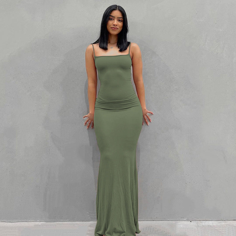 Vestido Largo Maxi A-Line sin Mangas – Vestido de Verano Minimalista de Cintura Alta