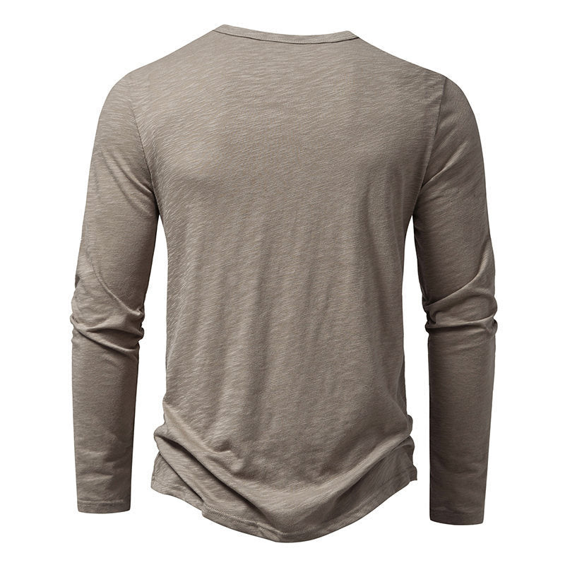 Pulóver de manga larga con botones Loom & Soul™ para hombre – Camiseta informal de color sólido para primavera y otoño