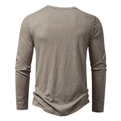 Pulóver de manga larga con botones Loom & Soul™ para hombre – Camiseta informal de color sólido para primavera y otoño