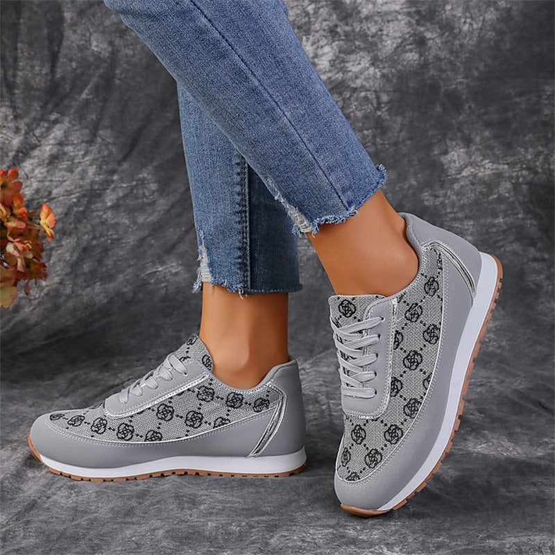Zapatillas con cordones y estampado floral para mujer Loom & Soul – Calzado informal y ligero de PU para caminar y correr