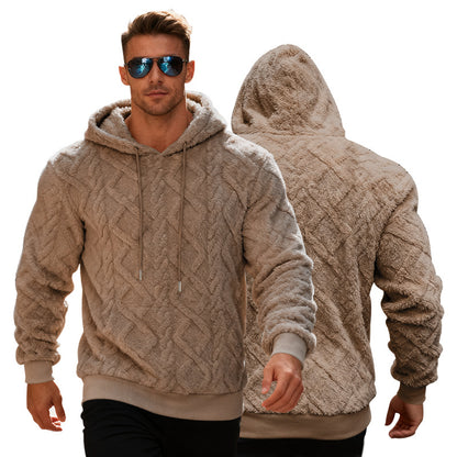 Sudadera con capucha de felpa para hombre - Sudadera holgada de invierno