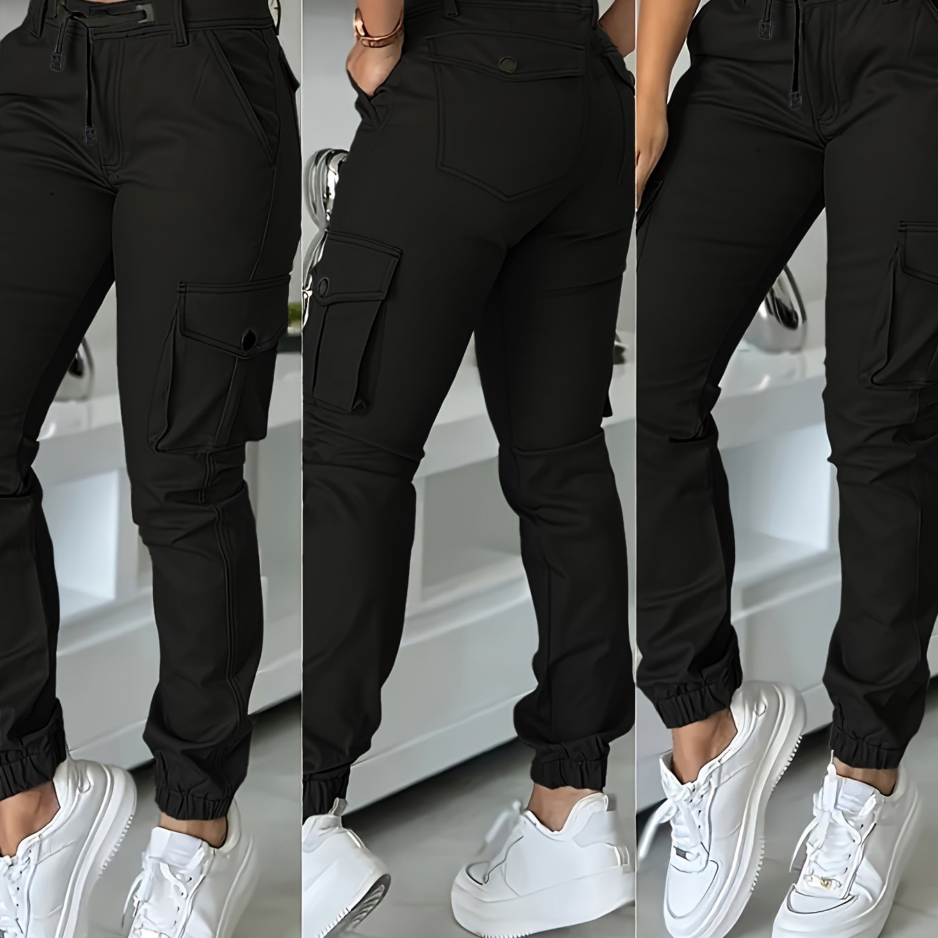 Pantalones cargo de mujer de cintura alta – Pantalones de trabajo elegantes para todas las estaciones