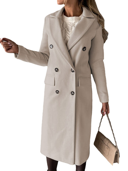 Abrigo de solapa cruzado Loom & Soul™ – Chaqueta larga de invierno ajustada para mujer para un estilo urbano sin esfuerzo
