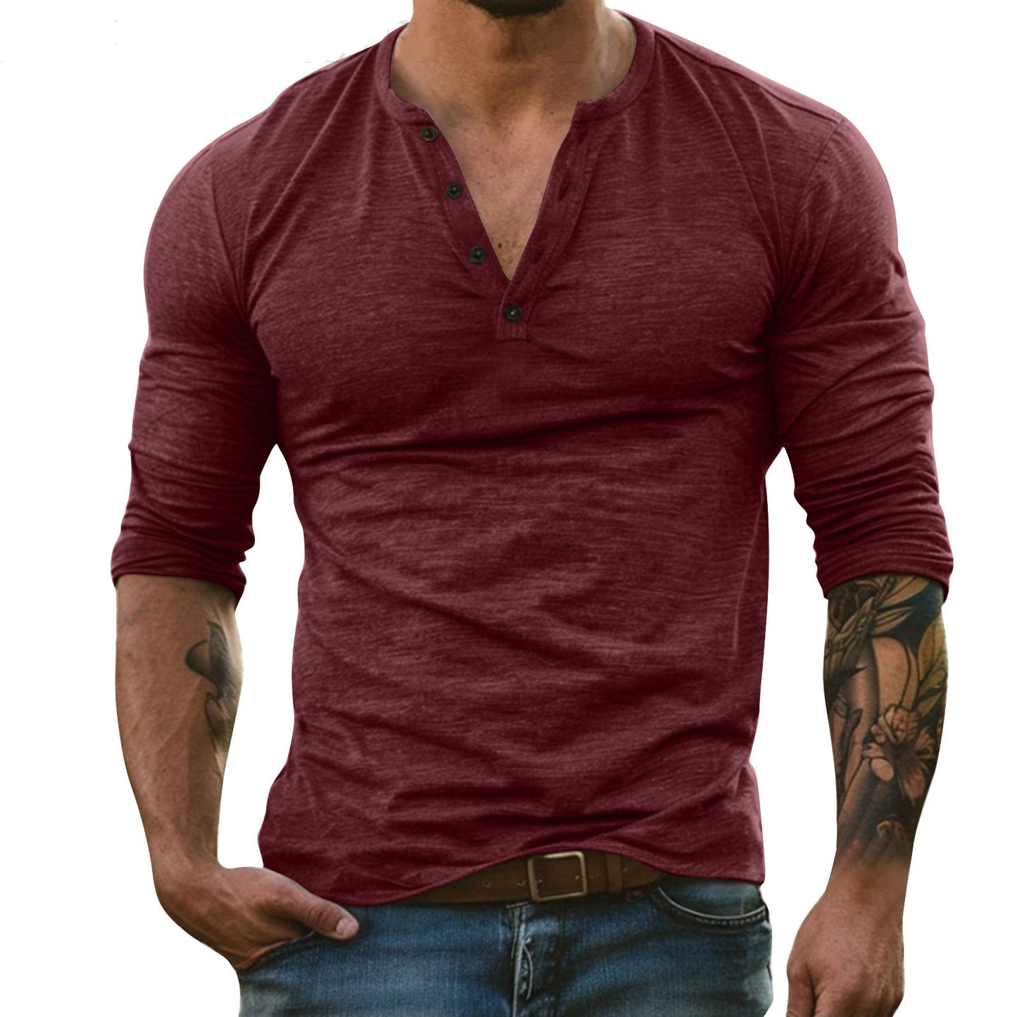 Men’s Bamboo Blend Long Sleeve T-Shirt – Soft Cotton Casual Crew Neck