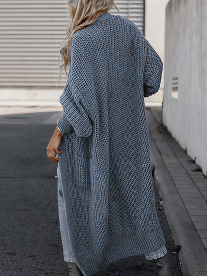 Elegante cárdigan acanalado con cuello en V profundo – Suéter de punto de otoño/invierno para mujer