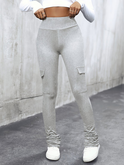 Flared Cargo Pants – Women’s Fitted High-Stretch Trousers with Pockets