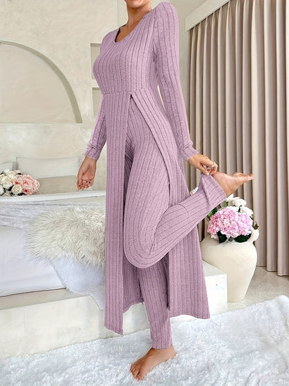 Ensemble deux pièces à carreaux – Haut à manches longues et pantalon assorti pour toutes les saisons