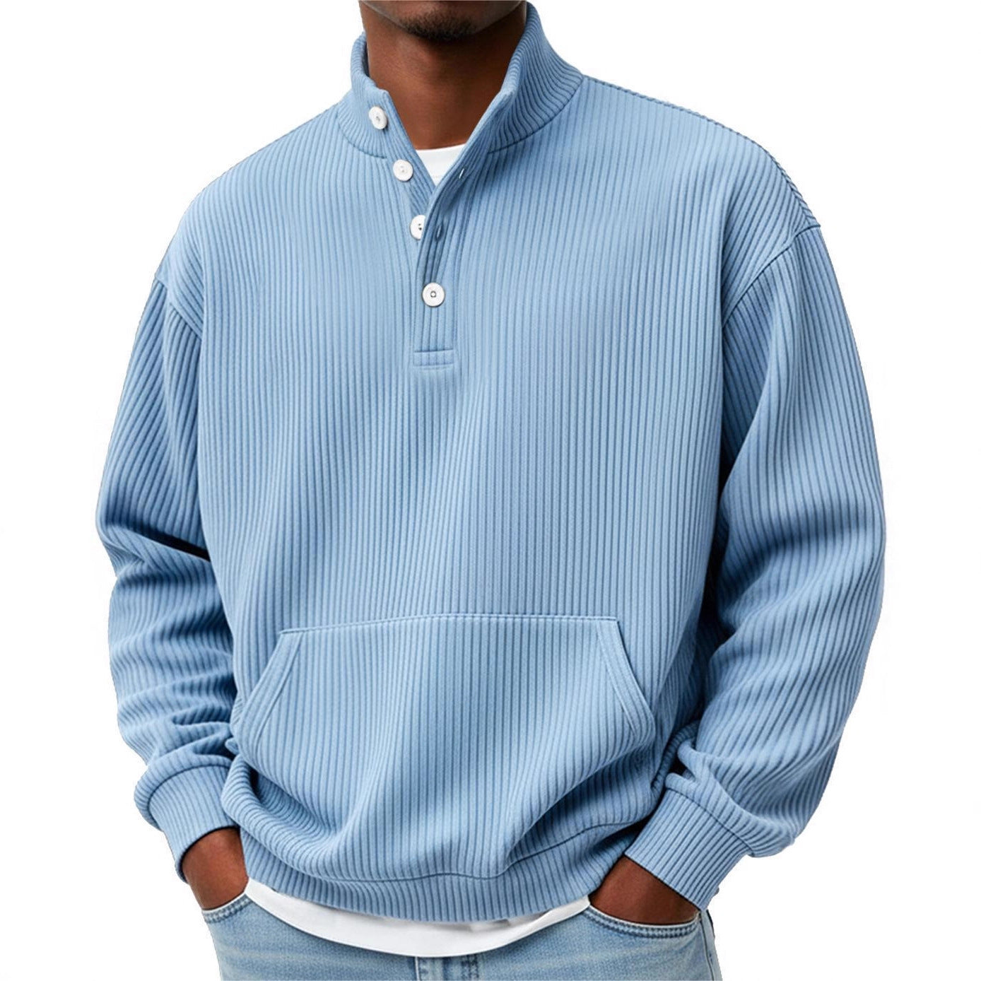 Sudadera de Cuello Alto Lisa para Hombre – Polo Casual de Manga Larga