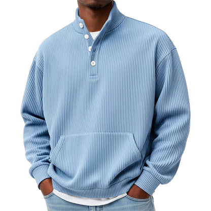 Sudadera de Cuello Alto Lisa para Hombre – Polo Casual de Manga Larga