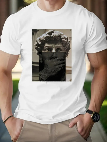 Camiseta retro de algodón para hombre – Manga corta informal de trabajo