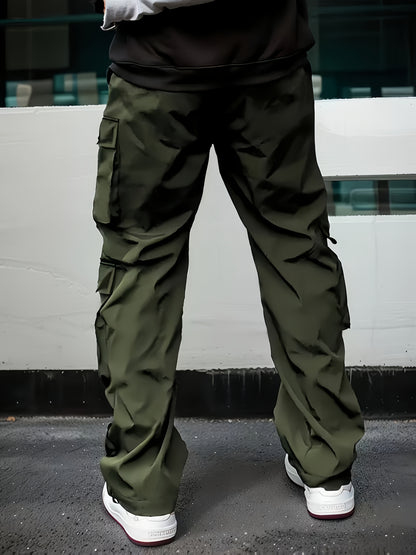 Pantalones cargo negros para hombre – Joggers sueltos multiziper para exteriores, para primavera/otoño