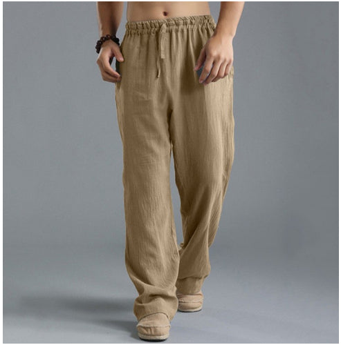 Pantalones de Lino Transpirables para Hombre – Pantalones Deportivos Casuales de Corte Holgado