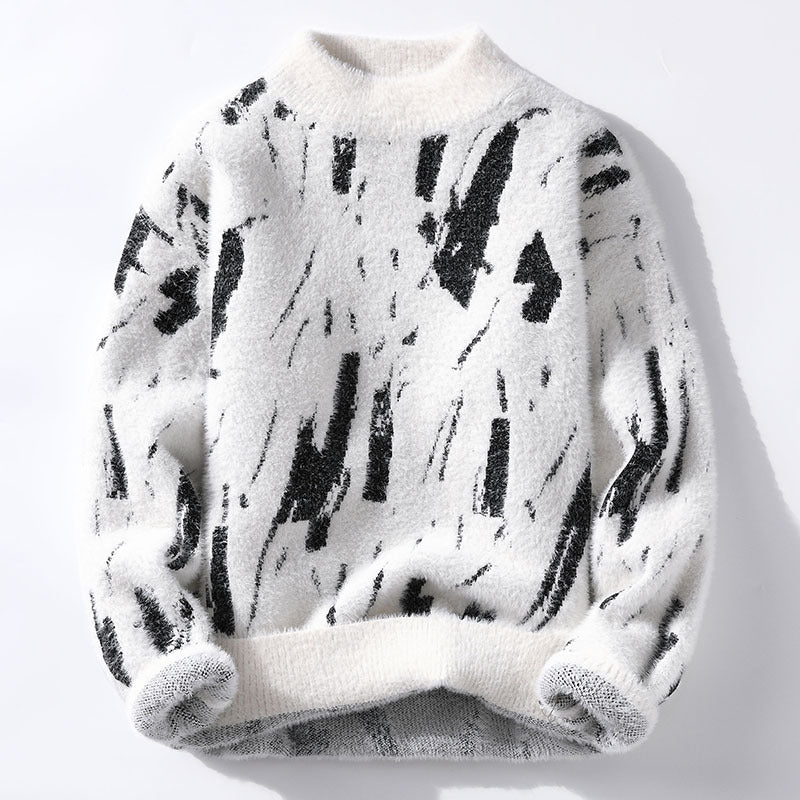 Pull en maille épais doublé polaire pour homme – Coupe ample d'hiver