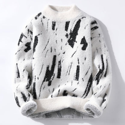 Pull en maille épais doublé polaire pour homme – Coupe ample d'hiver