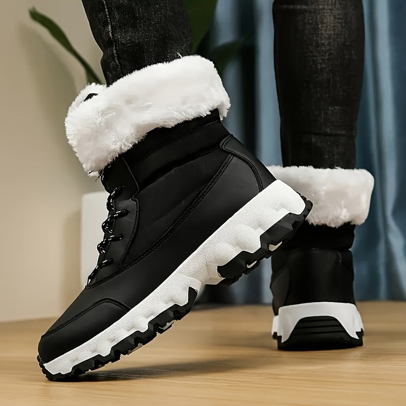 Botas de nieve cálidas antideslizantes para mujer – Zapatillas deportivas informales forradas de felpa para invierno