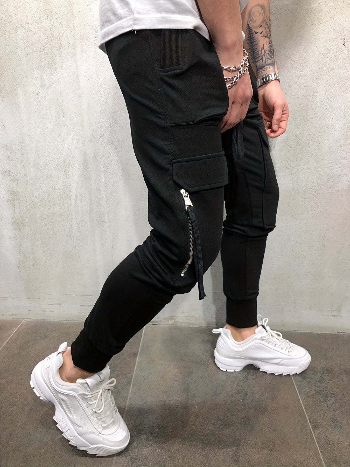 Pantalones Cargo de Hombre Urbanos – Pantalones de Exterior con Cordón y Bolsillos Múltiples