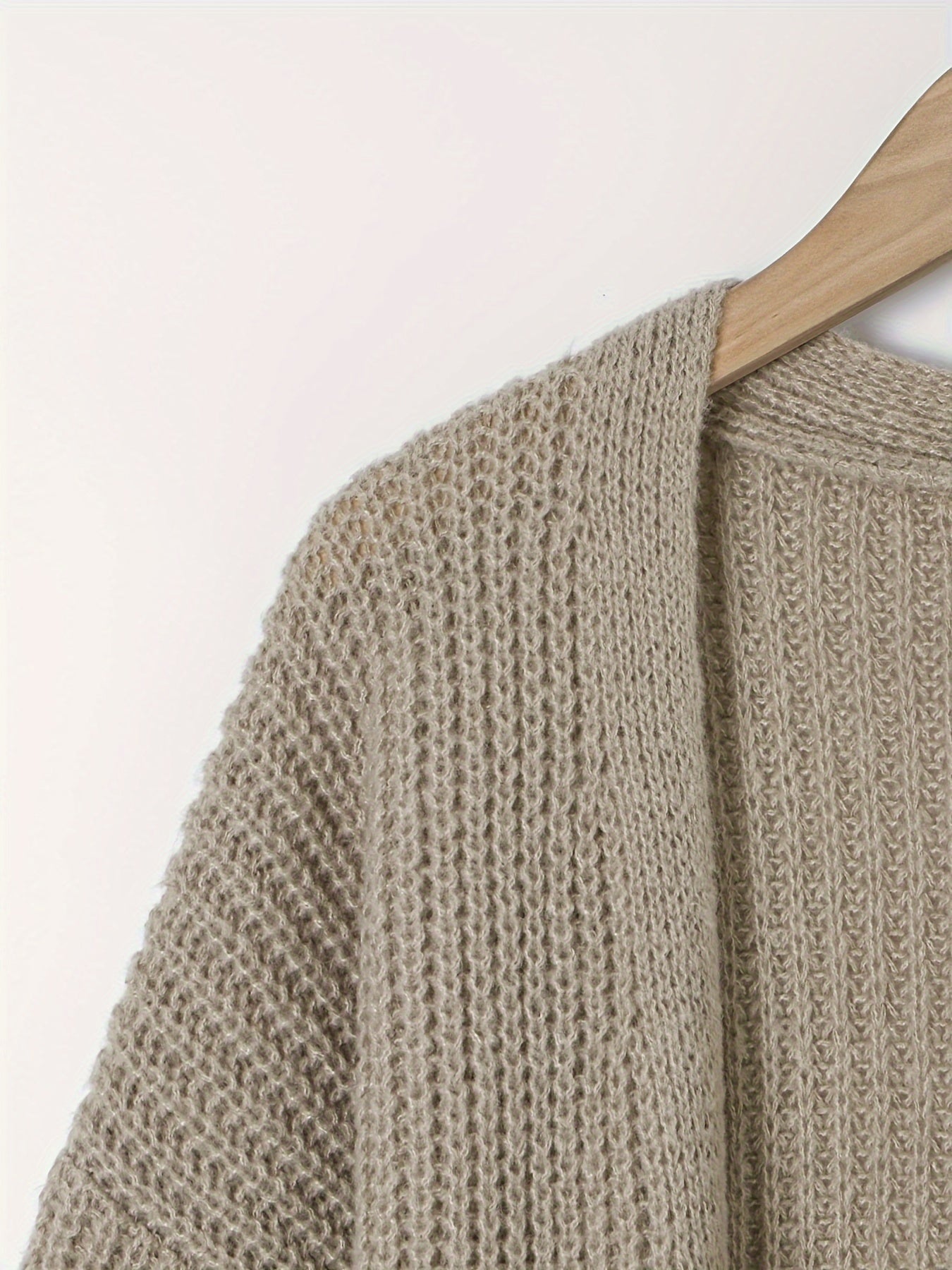 Elegante cárdigan acanalado con cuello en V profundo – Suéter de punto de otoño/invierno para mujer