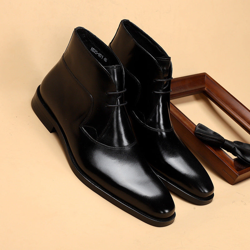 Botas Martin de cuero genuino para hombre Loom & Soul™ - Botas de tendencia de piel de vaca con tacón grueso antideslizante y comodidad transpirable