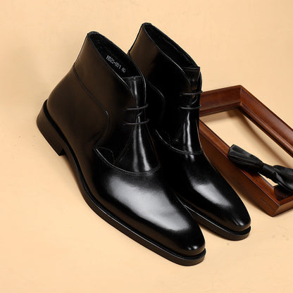 Botas Martin de cuero genuino para hombre Loom & Soul™ - Botas de tendencia de piel de vaca con tacón grueso antideslizante y comodidad transpirable