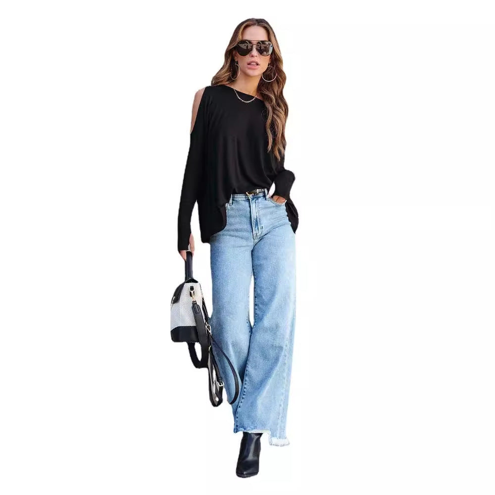 Loom & Soul Women’s Fashion Casual Tassel Trousers – European & American Style Denim Pants with Fringe Detail