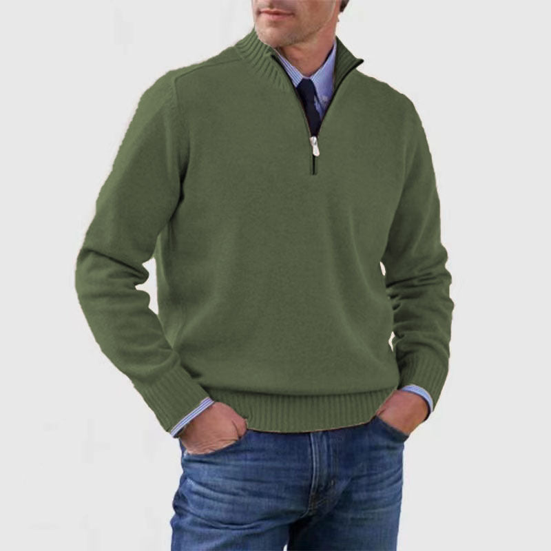 Suéter de cuello alto para hombre Loom & Soul™ – Jersey de punto de invierno ajustado con cremallera en el cuello