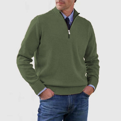 Suéter de cuello alto para hombre Loom & Soul™ – Jersey de punto de invierno ajustado con cremallera en el cuello