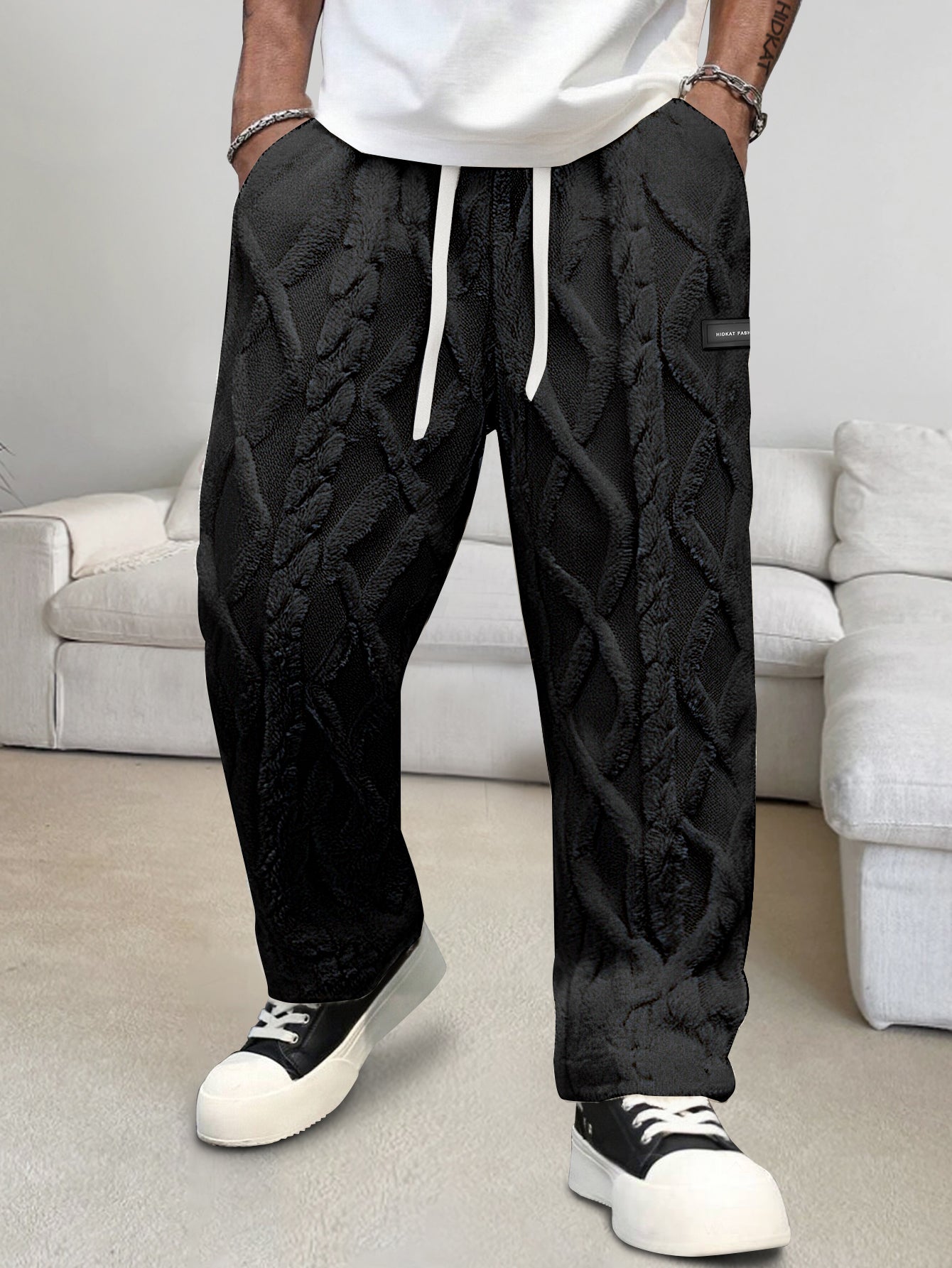 Pantalones de casa de forro polar para hombre – Comodidad cálida de invierno con cordón