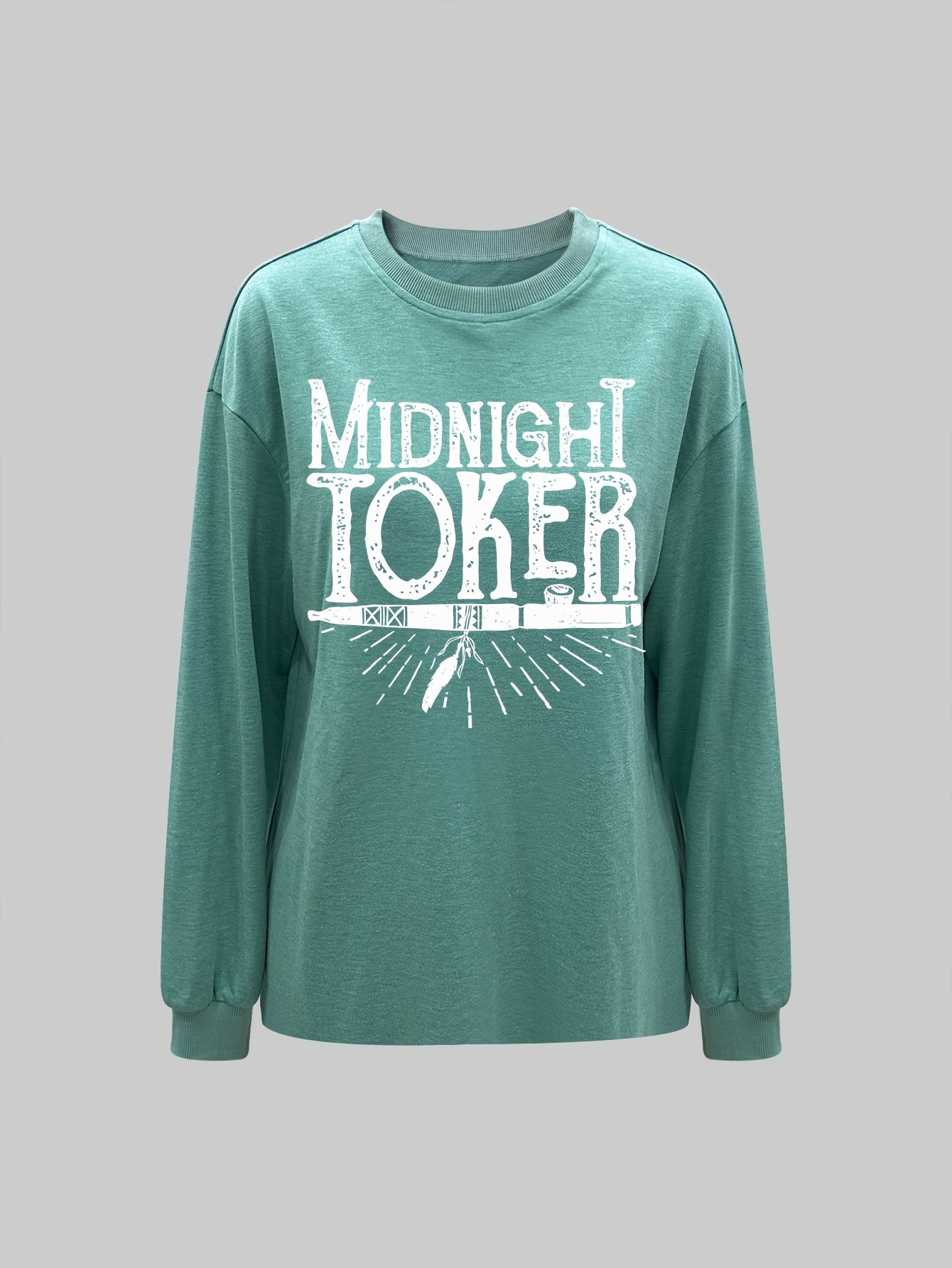 Teal Graphic Sunburst Sweatshirt – Women’s Casual Crew Neck Pullover