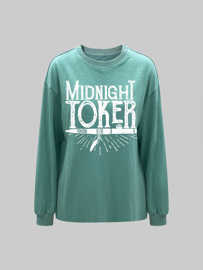 Teal Graphic Sunburst Sweatshirt – Women’s Casual Crew Neck Pullover