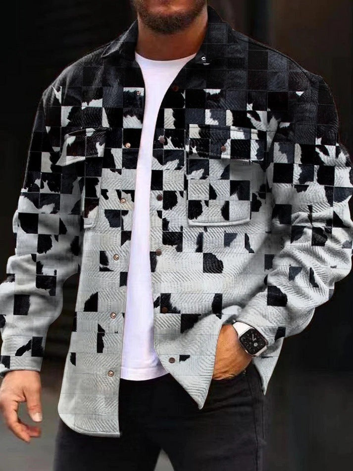 Chaqueta estampada digital 3D para hombre Loom & Soul™ – Camisa informal a cuadros de otoño con un toque de estilo urbano