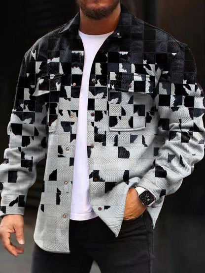 Chaqueta estampada digital 3D para hombre Loom & Soul™ – Camisa informal a cuadros de otoño con un toque de estilo urbano