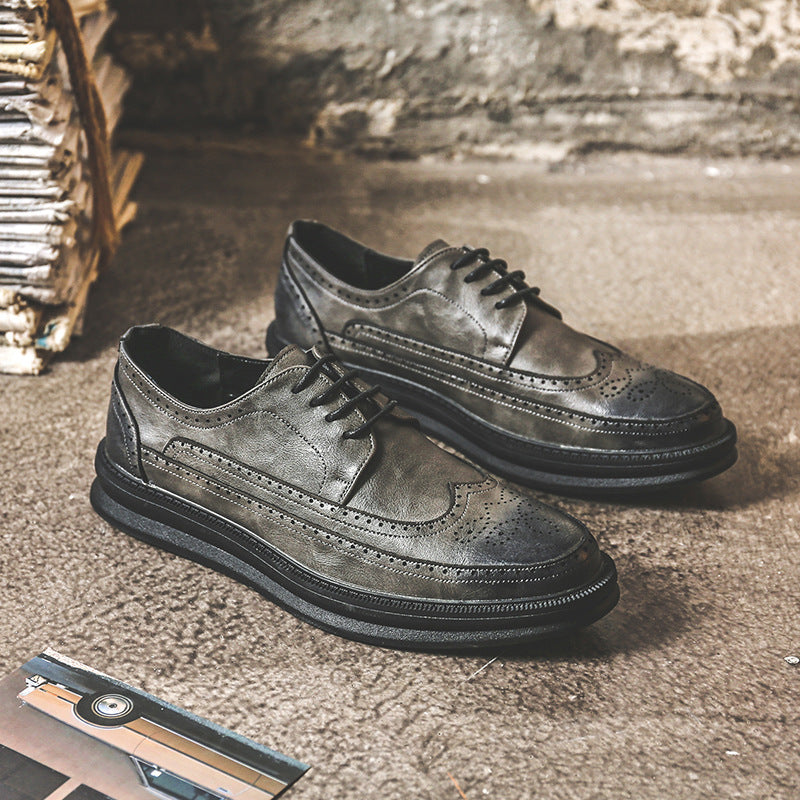 Zapatos de vestir casuales para hombre Loom & Soul™ - Zapatos de vestir británicos estilo coreano en cuero de microfibra de primera calidad