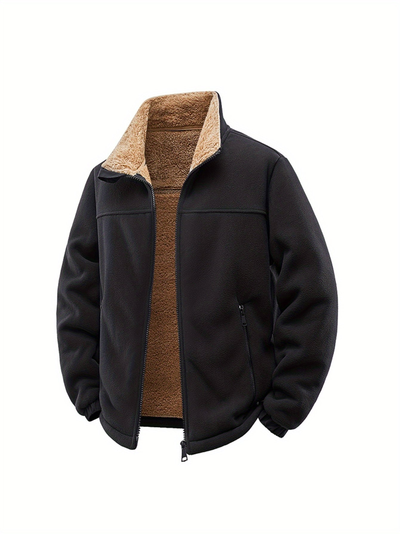 Men’s Fleece Zip Jacket – Warm Wind-Resistant Fall Winter Coat