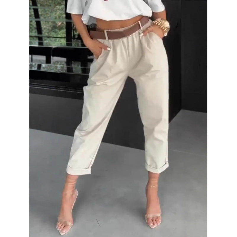 Women’s Slim Straight Pants – High Waist Casual Everyday Fit