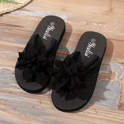 Women’s Wide Fit Floral Sandals – Flat Casual Flip Flops