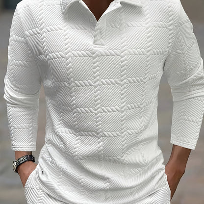 Polo de punto para hombre – Top de manga corta con jacquard geométrico